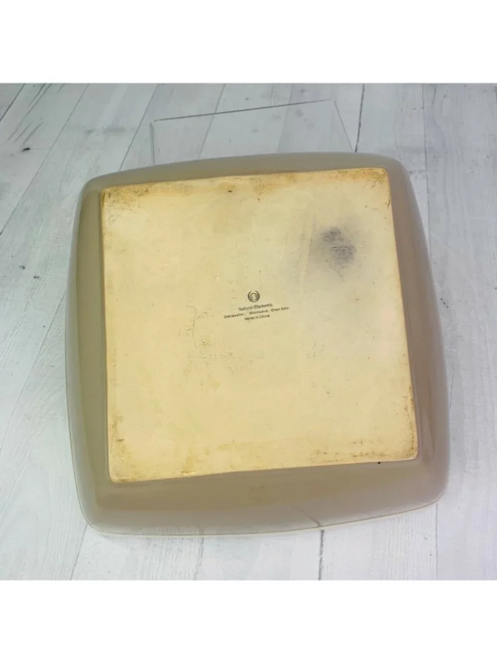 Natural Elements Beige Taupe 3 Qt Square Stoneware Lasagna Casserole Dish Pan